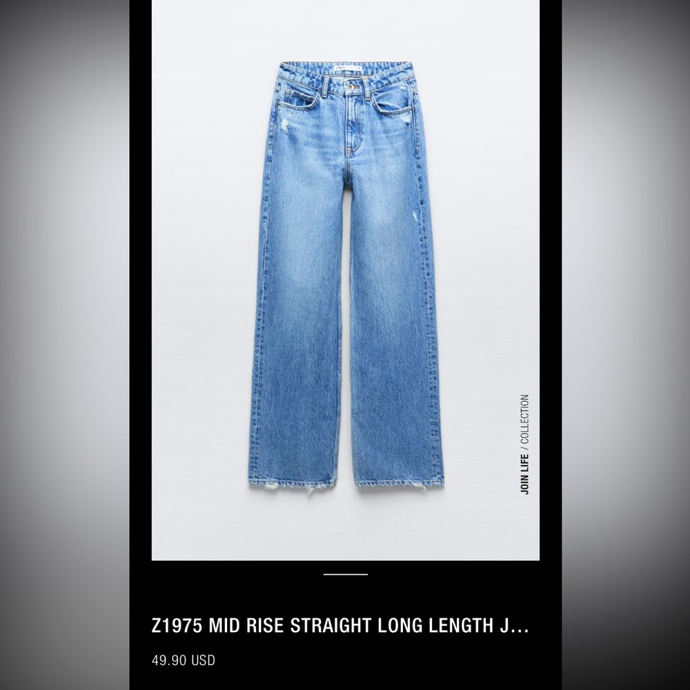 Zara Mid Rise Straight Jean